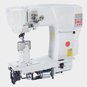 Post bed roller sewing machine with auto-trimmer singe/double needle